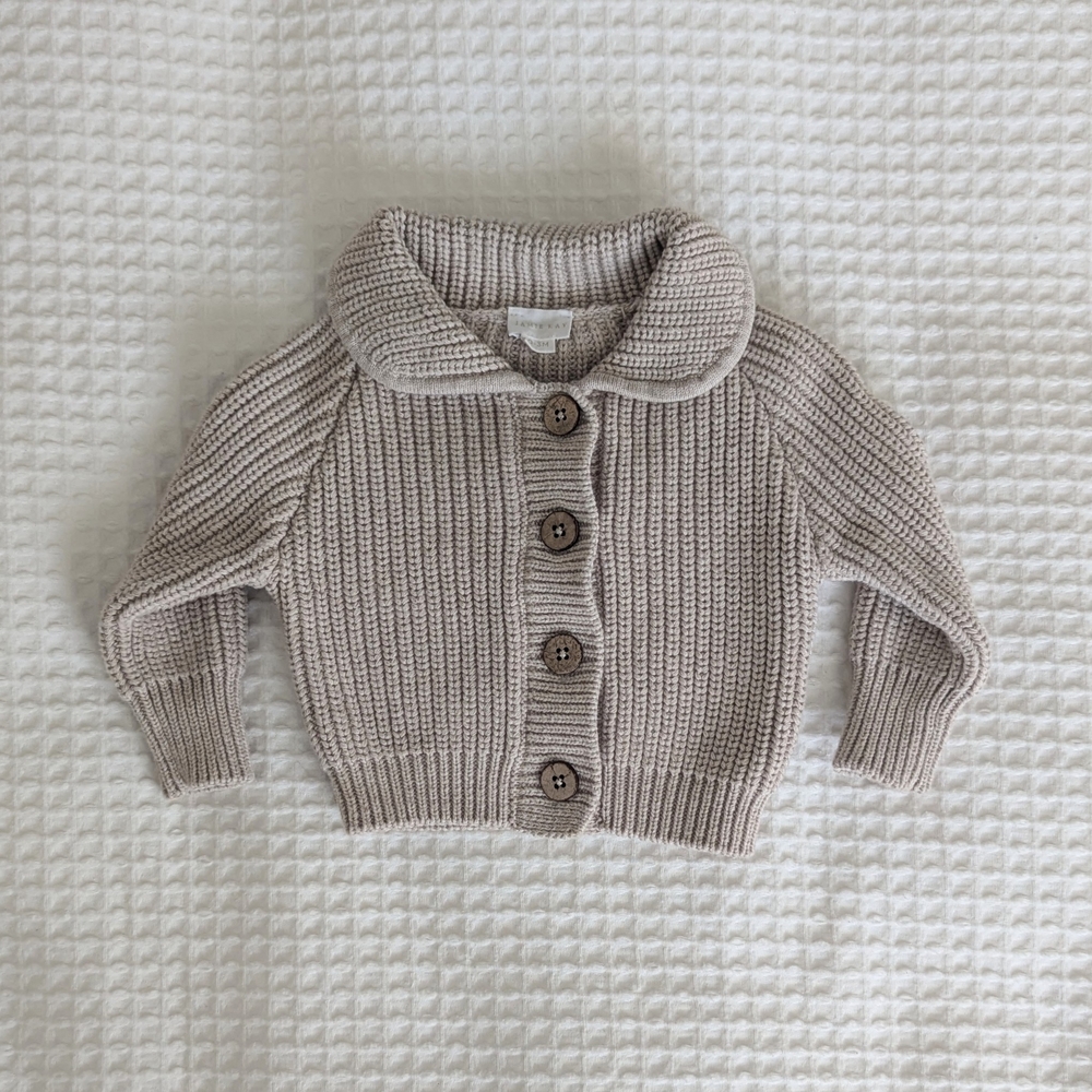 Jamie Kay Taupe Knit Cardigan with Button Detail